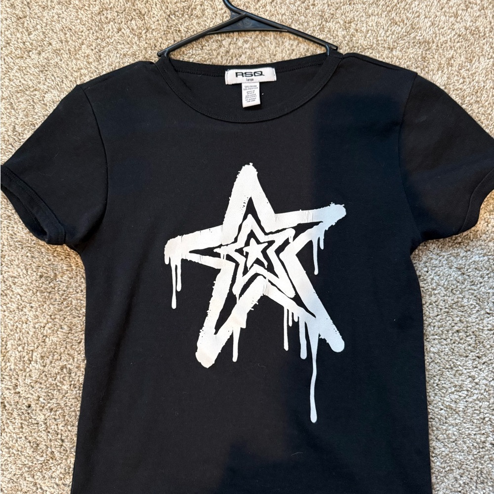 RSQ Black Tee with White Accents